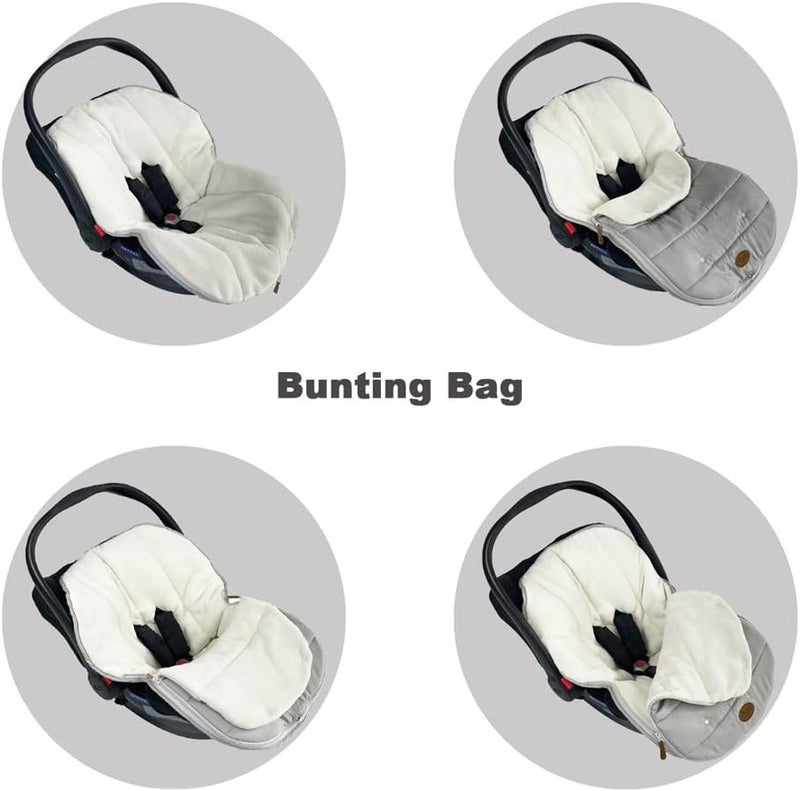 CozyMe Car Seat Cover+Carseat Bunting Bag Intergrated into 1,Waterproof Anti-Cold Winter Bassinet Stroller Car seat Sleeping Bag for Infant,0-12M - Image 3